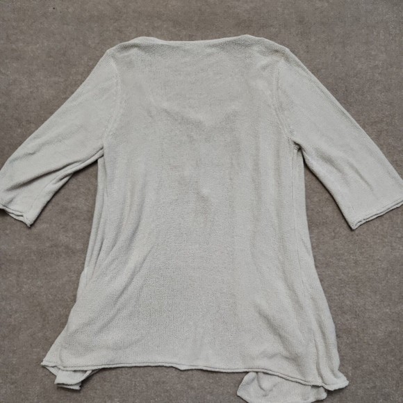 J Jill  Open Tie Front Silk Cardigan Sweater Womens XL Pockets Gray 3/4 Sleeve - Picture 7 of 8